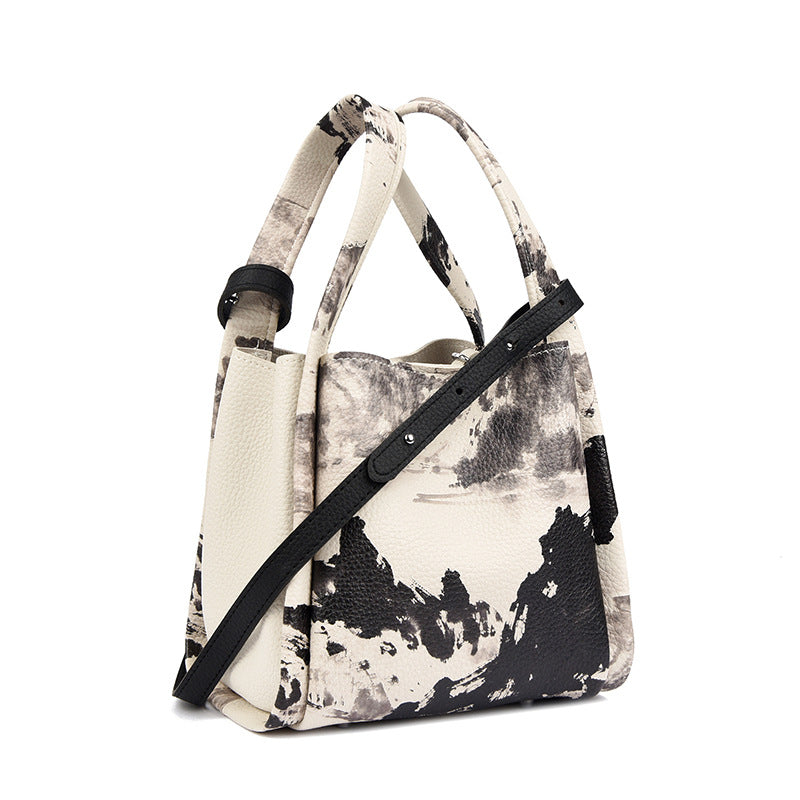 Artistic Print Leather Handbag