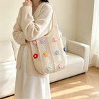 Floral Patterned Crochet Tote Bag