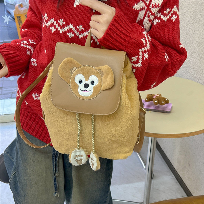 Plush backpack with animal motif
