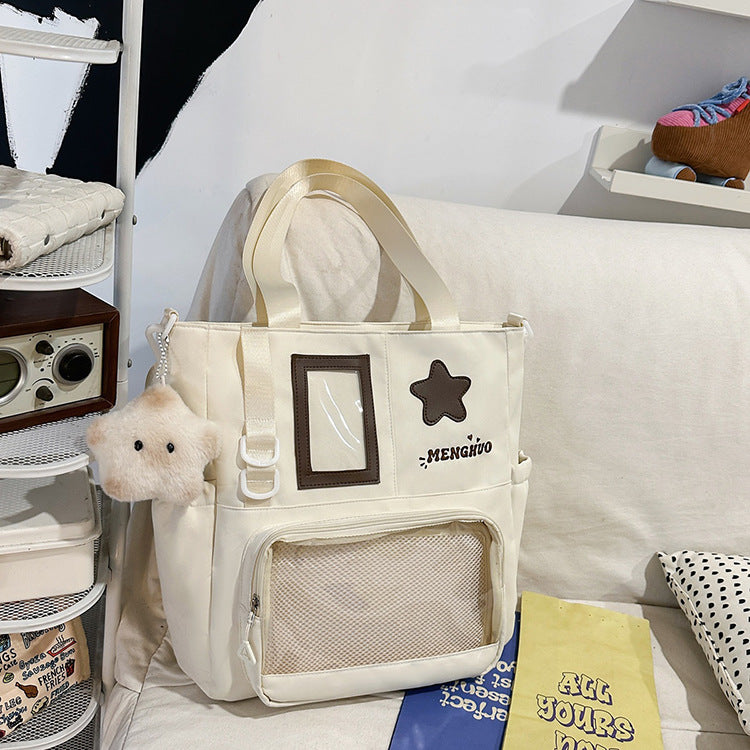 Functional School Backpack with Clear Pocket-https://detail.1688.com/offer/1031862746139.html-Calm Wears-Beige-Calm Wears
