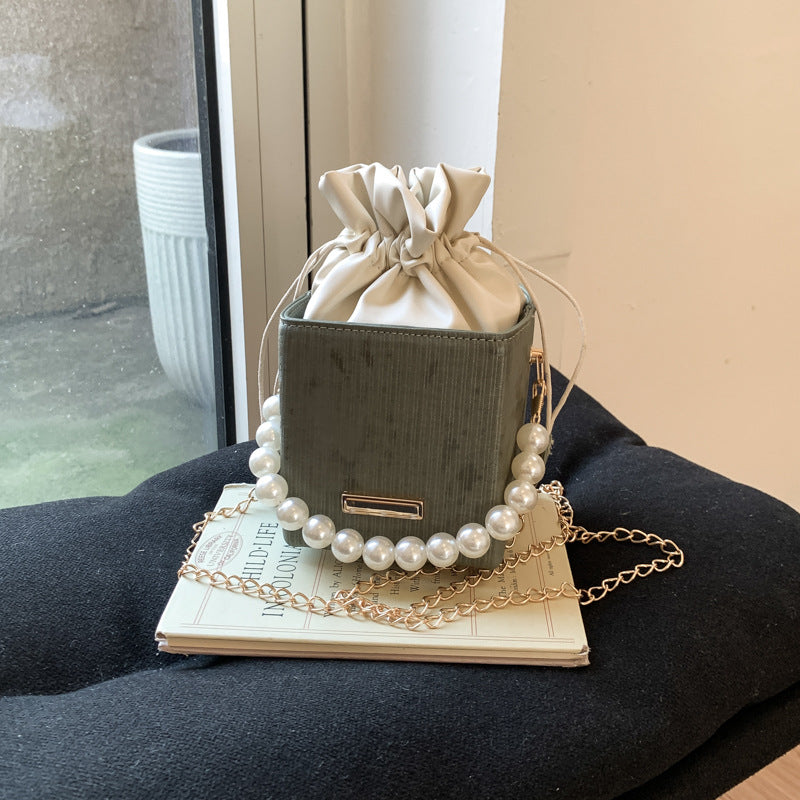 Ladies stylish mini handbag with drawstring and pearl accent-https://detail.1688.com/offer/1029579383087.html-Calm Wears-Green-nothing-Calm Wears
