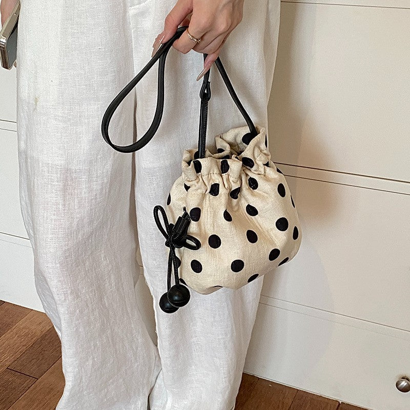 Polka Dot Drawstring Shoulder Bag Calm Wears