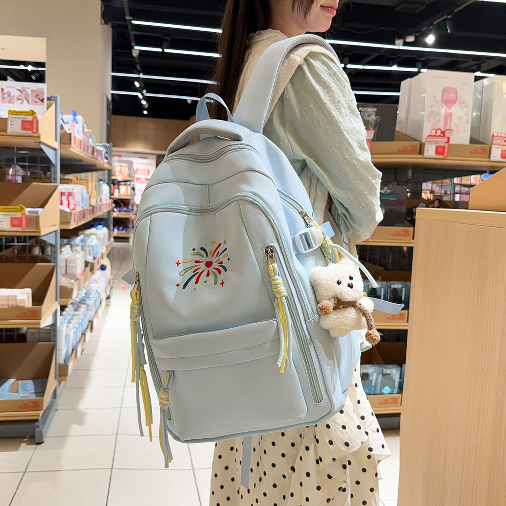 Backpack with Colorful Decorations and Innovative Compartments