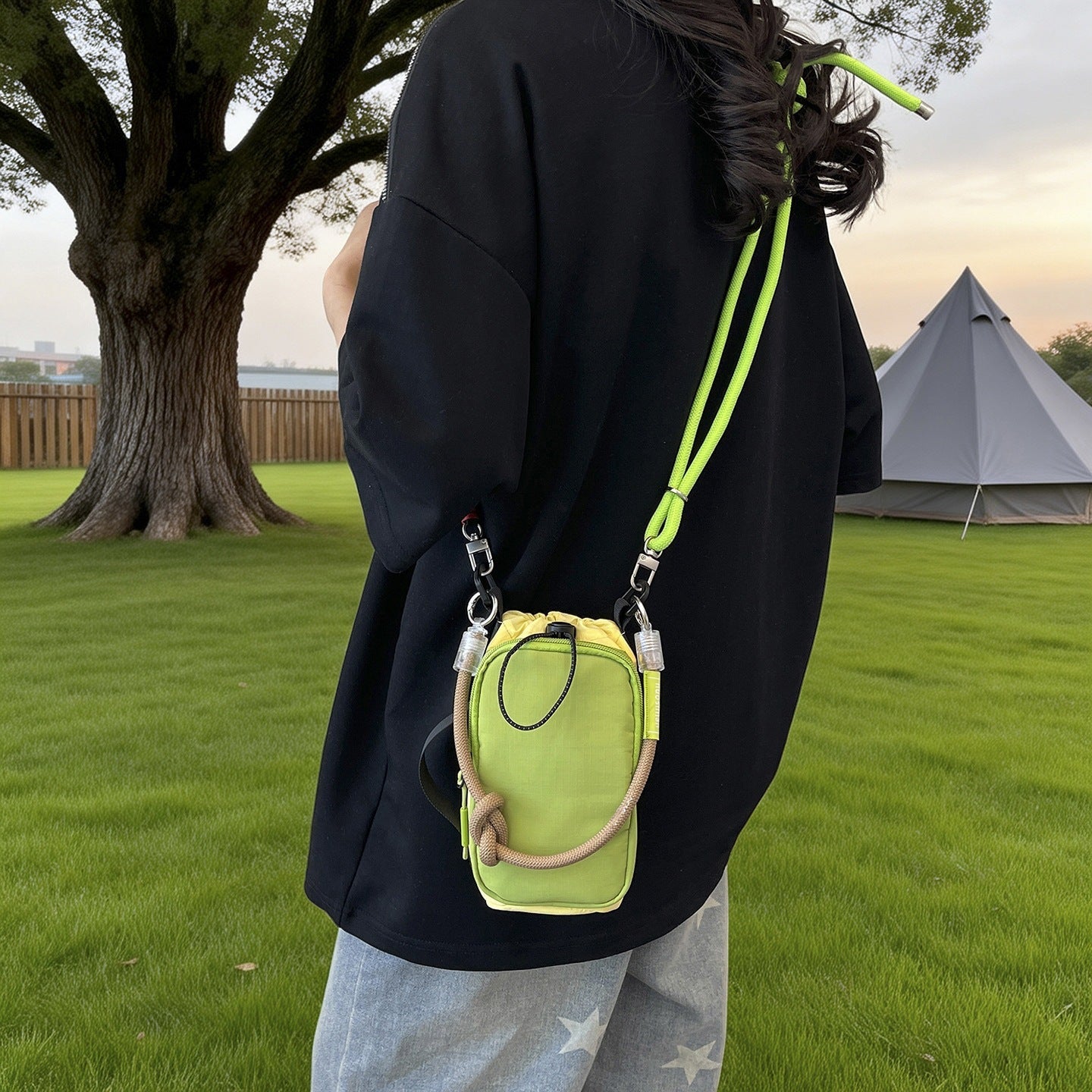 Women's multifunctional mini crossbody bag made of durable material with adjustable shoulder strap