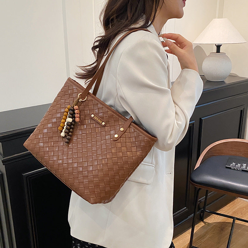 Ladies elegant braided Tote Bag-https://detail.1688.com/offer/964410202280.html-Calm Wears-Braun-Size: Single package without tag-Calm Wears