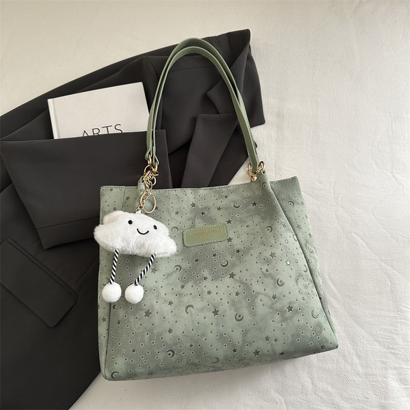 Women’s stylish tote bag with playful pendant-https://detail.1688.com/offer/1003068599942.html-Calm Wears-Green-Size: no pendants-Calm Wears