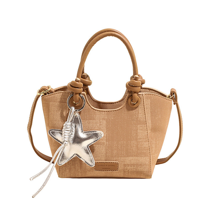 Women's Mini Handbag with Fashionable Star Keychain-https://detail.1688.com/offer/1027663352509.html-Calm Wears-Braun-Size: With pendant-Calm Wears