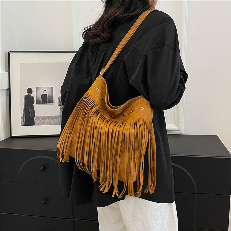 Fringe Suede Crossbody Bag