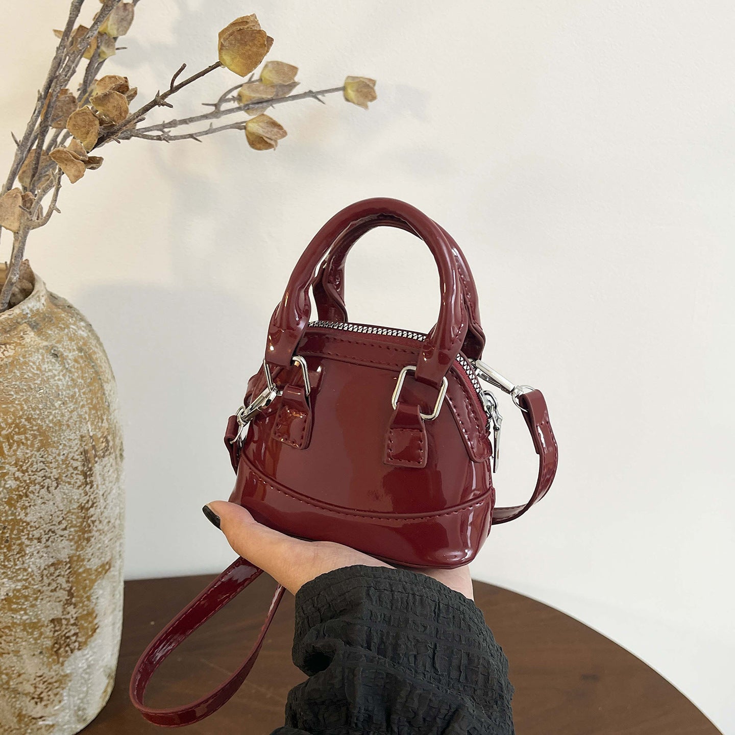Women's mini handbag with glossy surface and fashionable zipper-https://detail.1688.com/offer/1044721029787.html-Calm Wears-Rot-nothing-Calm Wears