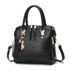 Women's high-quality tote handbag with stylish crocodile leather look and removable shoulder strap-https://detail.1688.com/offer/917026573268.html-Calm Wears-Black-28-Calm Wears