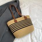 Striped Woven Beach Tote Bag