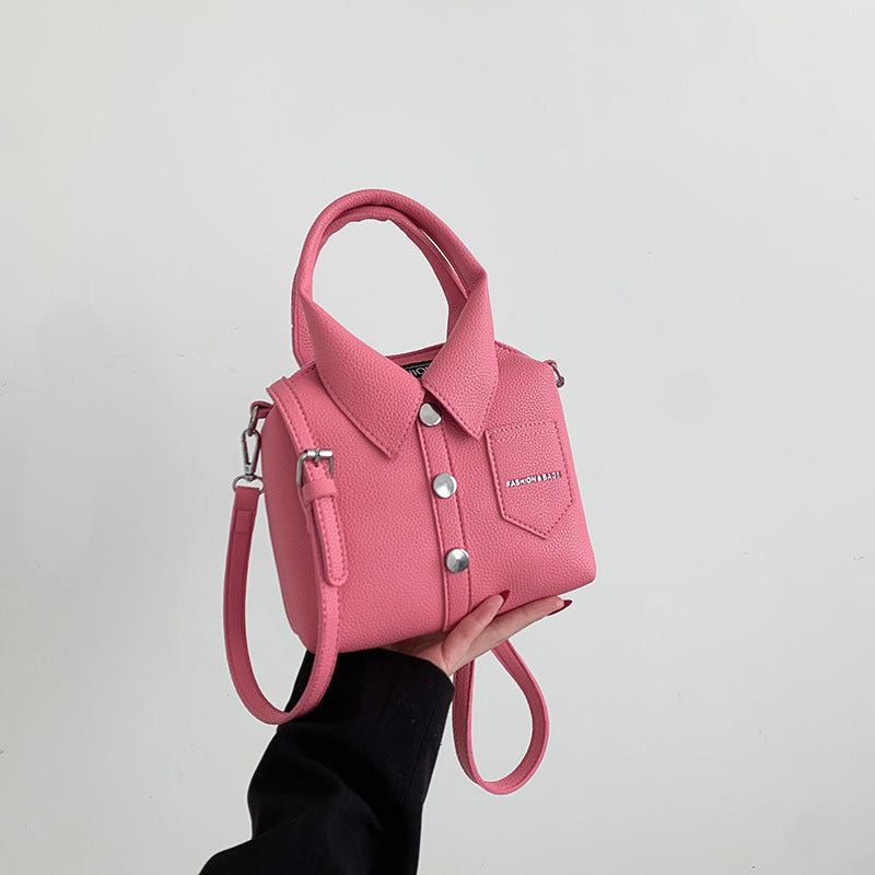 Ladies mini handbag in shirt design with adjustable shoulder strap-https://detail.1688.com/offer/847129924442.html-Calm Wears-Rosa-19.5-Calm Wears