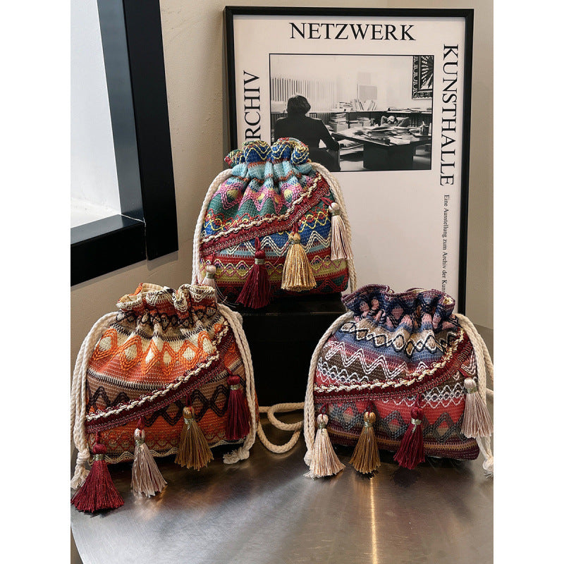 WoBohemian Embroidered Bucket Bag
