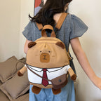 Plush backpack with funny bear design