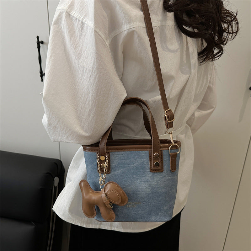 Playful Denim Mini Handheld Tote Bag