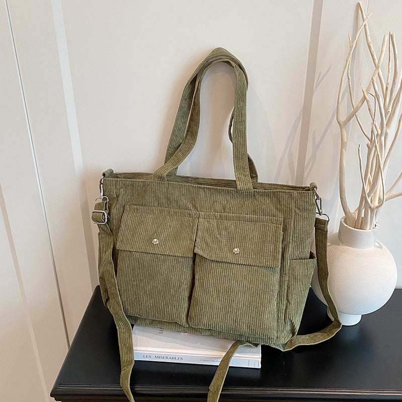 WoSpacious Corduroy Utility Tote Bag