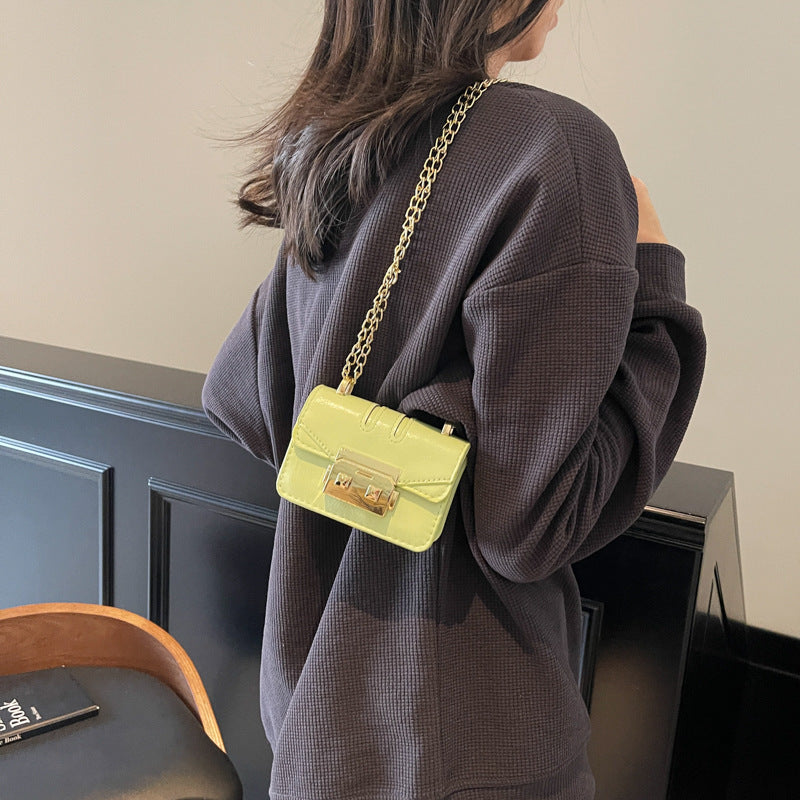 Women's elegant mini handbag with gold fastening mechanism