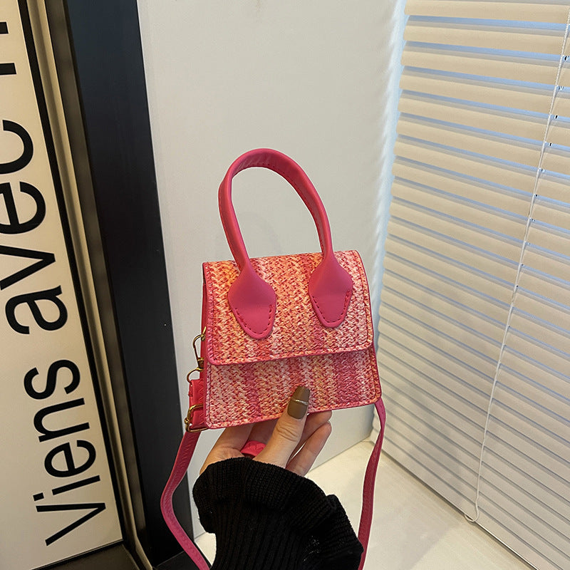 Women's mini bag with woven design and detachable shoulder strap-https://detail.1688.com/offer/1026975687833.html-Calm Wears-Rosa-nothing-Calm Wears