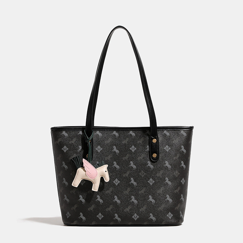 Women's casual tote bag with playful design and detachable pendant-https://detail.1688.com/offer/836606217939.html-Calm Wears-Black-nothing-Calm Wears