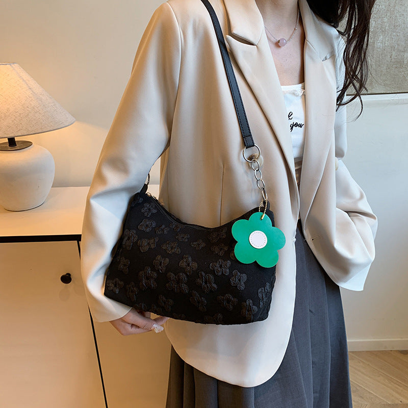 Stylish Hobo Handbag with Floral Charm