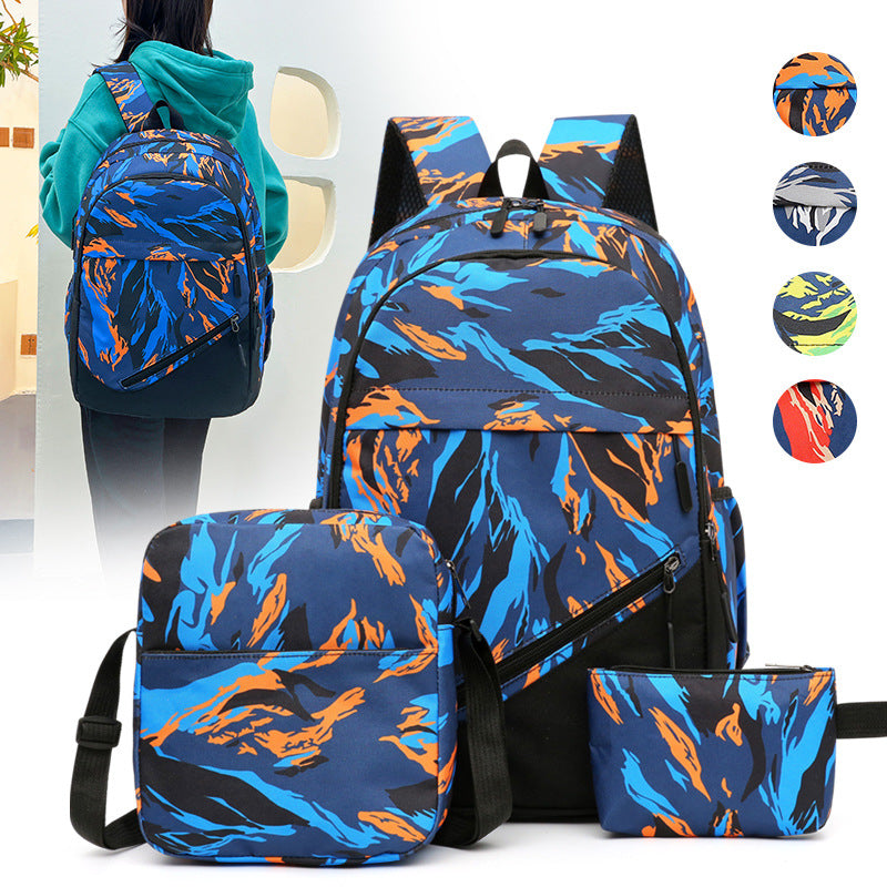 Fashionable backpack set with multiple compartments