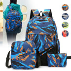 Fashionable backpack set with multiple compartments