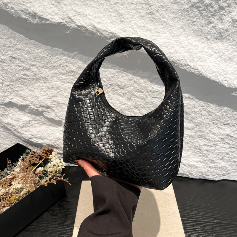Textured Faux Leather Hobo Bag