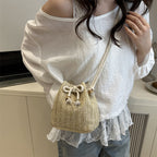 Bohemian Straw Bucket Bag
