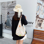 Floral Embellished Crochet Shoulder Bag