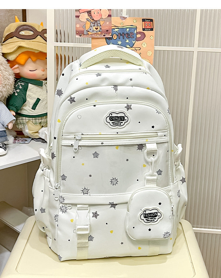 Stylish Star-Patterned School Backpack-https://detail.1688.com/offer/1064750566784.html-Calm Wears-White-Calm Wears