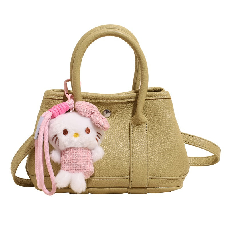 Women’s mini handbag with playful plush pendant-https://detail.1688.com/offer/902987792125.html-Calm Wears-Green-Size: without pendant-Calm Wears