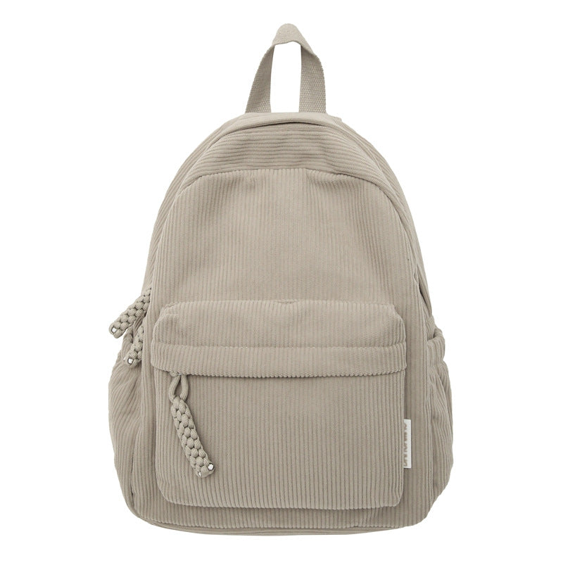 Corduroy Textured Mini School Backpack-https://detail.1688.com/offer/1034541792854.html-Calm Wears-Khaki-Calm Wears