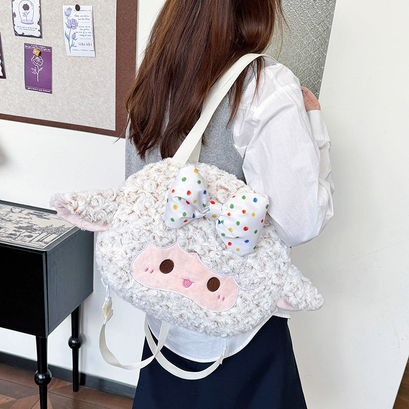 Plush Backpack with Cute Lamb Design