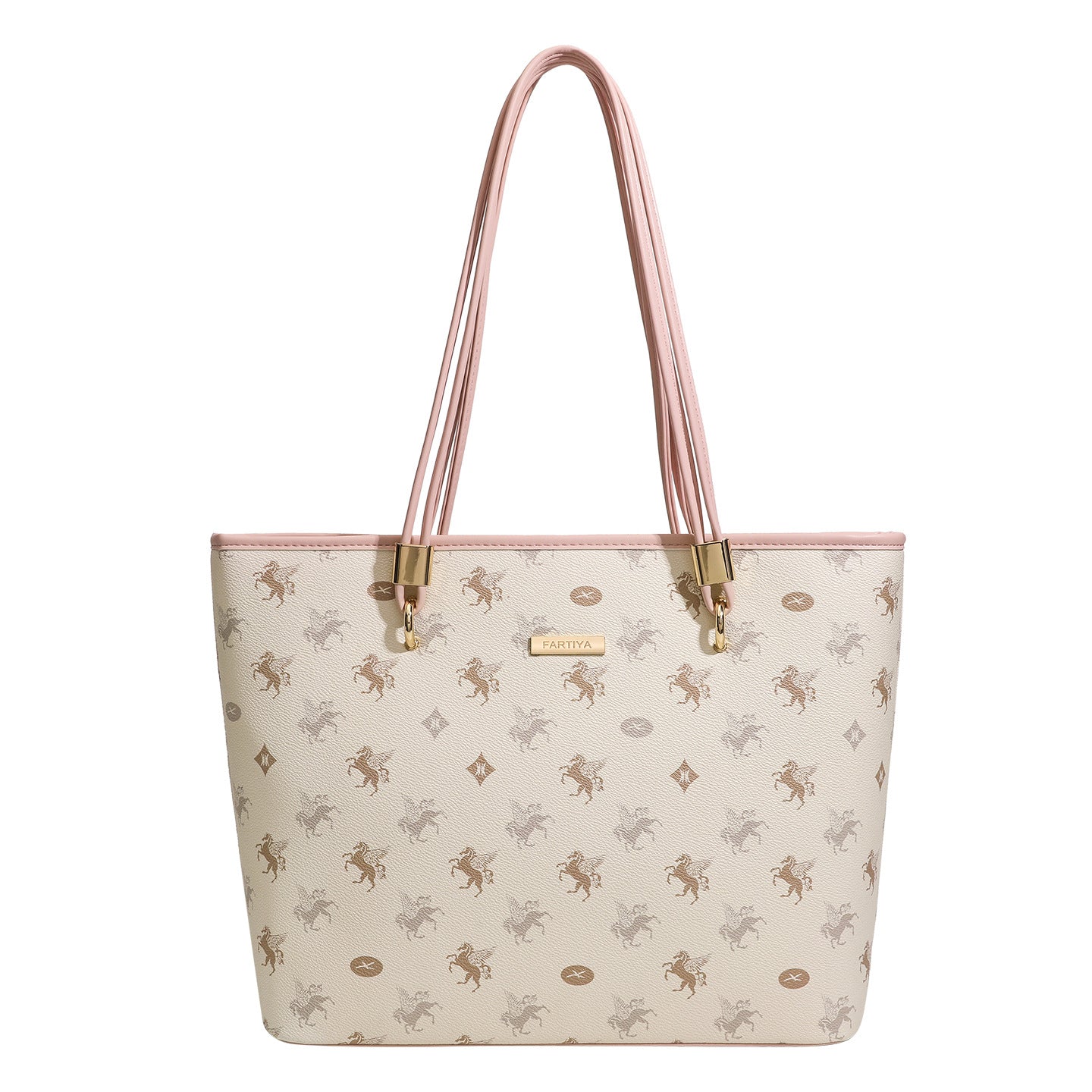 Women's tote bag with elegant horse pattern and sturdy carrying handles-https://detail.1688.com/offer/1041398891181.html-Calm Wears-Rosa-nothing-Calm Wears