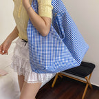 WoGingham Print Slouchy Shoulder Bag