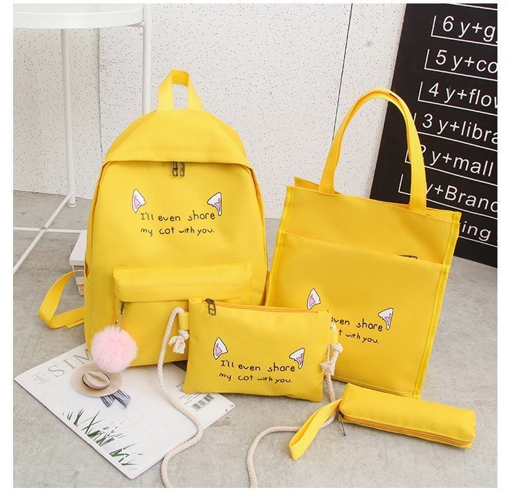 Fun-Themed Cat Print Backpack Set