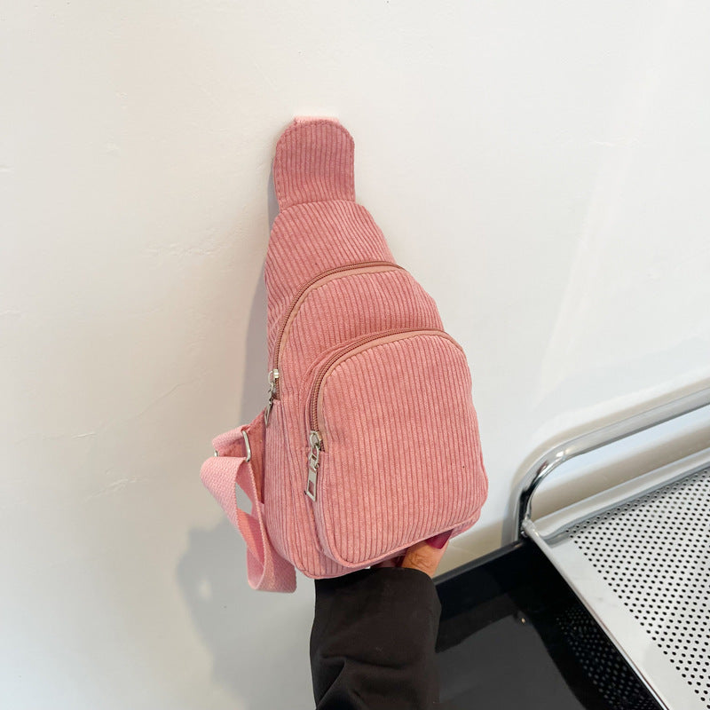 WoMulti-Compartment Corduroy Sling Bag