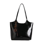 Ladies elegant tote handbag made of high-quality synthetic leather with playful pendant-https://detail.1688.com/offer/993747288803.html-Calm Wears-Black-nothing-Calm Wears