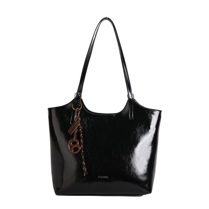 Ladies elegant tote handbag made of high-quality synthetic leather with playful pendant-https://detail.1688.com/offer/993747288803.html-Calm Wears-Black-nothing-Calm Wears