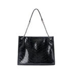 Women's Tote Bag made of shiny faux leather with quilted pattern-https://detail.1688.com/offer/1039394774896.html-Calm Wears-Black-39-Calm Wears