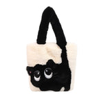 Plush shoulder bag with cat motif
