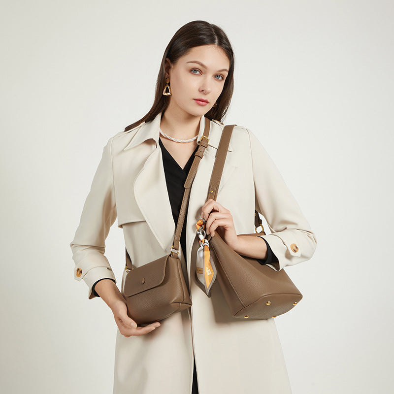Textured Leather Bucket Bag