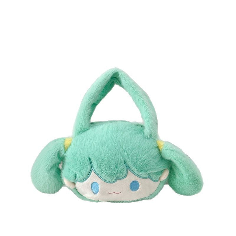 Playful plush handbag with ears and character design