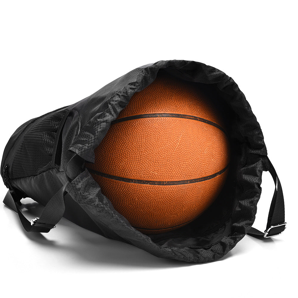 Sporty training backpack with breathable mesh sides and elastic drawstring