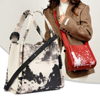 Artistic Print Leather Handbag