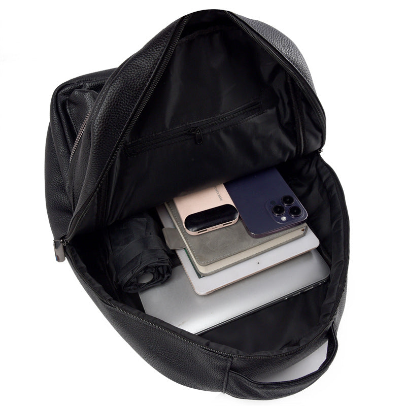 Sleek Textured Leather Backpack Calm Wears