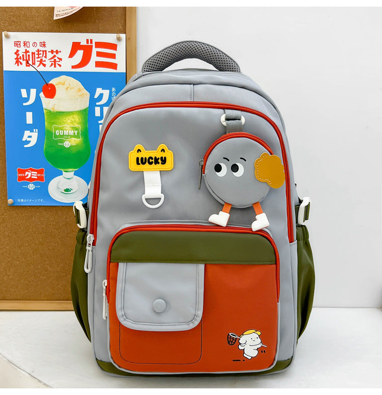 Cute Character-Designed Multi-Pocket School Backpack-https://detail.1688.com/offer/1065399547627.html-Calm Wears-Gray-Calm Wears