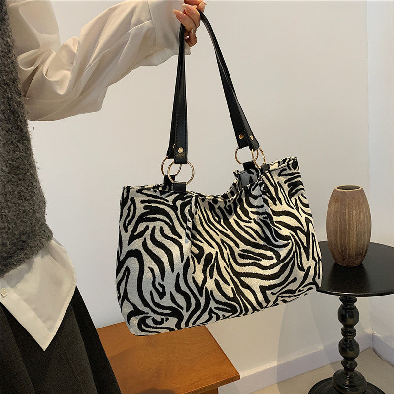 Stylish Zebra Print Canvas Tote Bag