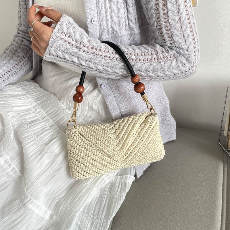 Ladies fashionable braided shoulder bag with wooden handle-https://detail.1688.com/offer/1045055198119.html-Calm Wears-White-nothing-Calm Wears