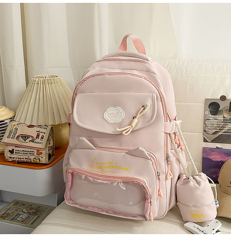 Cat-Designed Multi-Pocket School Backpack-https://detail.1688.com/offer/1051154679450.html-Calm Wears-Pink-Calm Wears